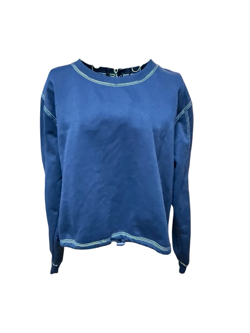 NWT Fashion Nova Blue Crewneck Sweatshirt Contrast Stitching large Athleisure